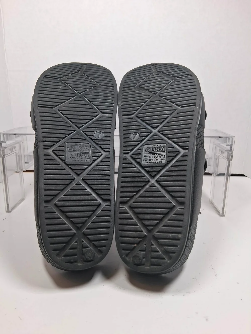 Men's Black Double Buckle Slide Sandals Adjustable Straps Synthetic US 7
